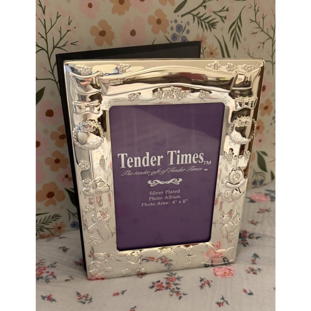 NEW IN BOX Silver Plated Photo Album 4x6 Nursery Baby Tender Times 3460-34